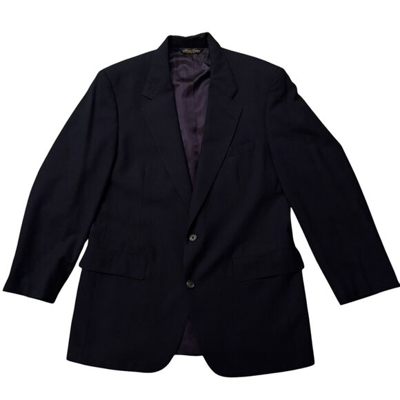 Vintage 90s Brooks Brothers Blazer Men's 42R Navy Blue Wool Sport Coat Jacket - Picture 1 of 12